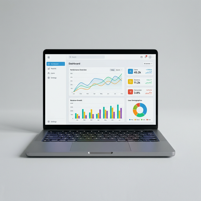 MacBook showing a modern website